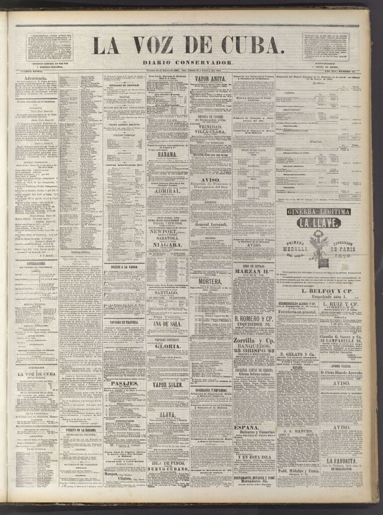 Miniatura de La Voz de Cuba: diario conservador del 28 de enero de 1881