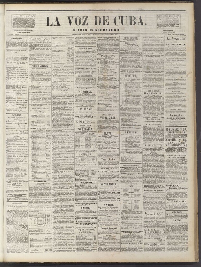 Miniatura de La Voz de Cuba: diario conservador del 30 de enero de 1881