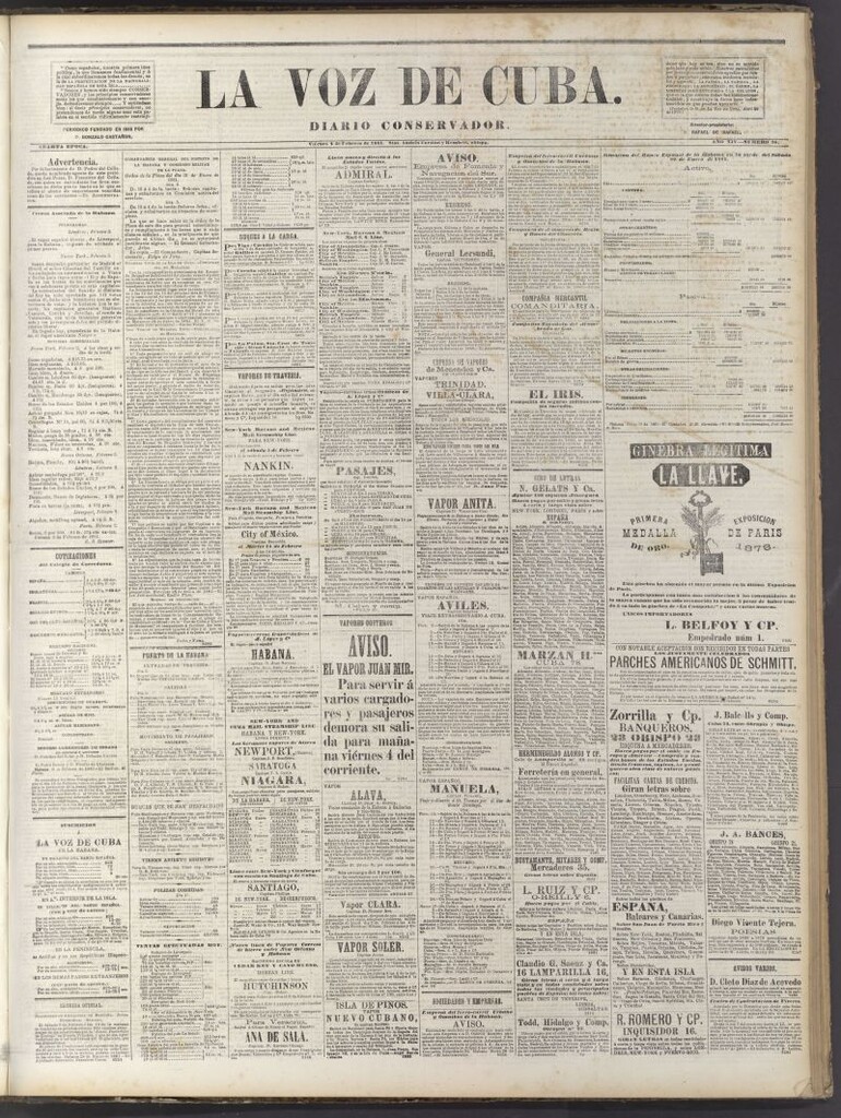 Miniatura de La Voz de Cuba: diario conservador del 4 de febrero de 1881