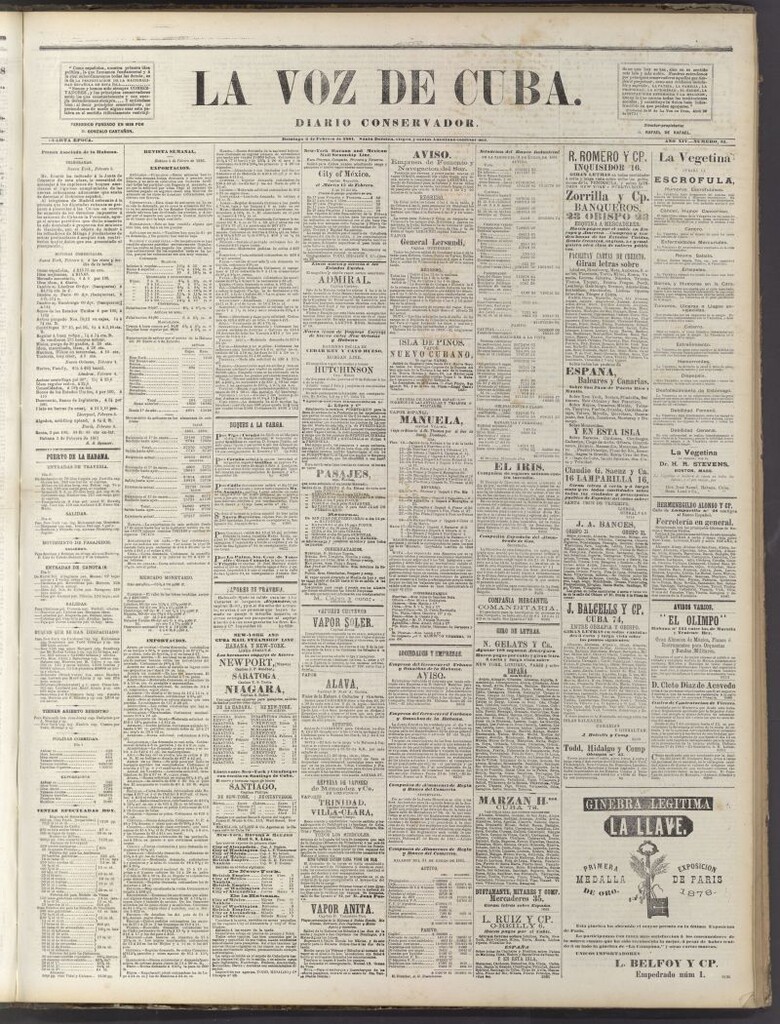 Miniatura de La Voz de Cuba: diario conservador del 6 de febrero de 1881