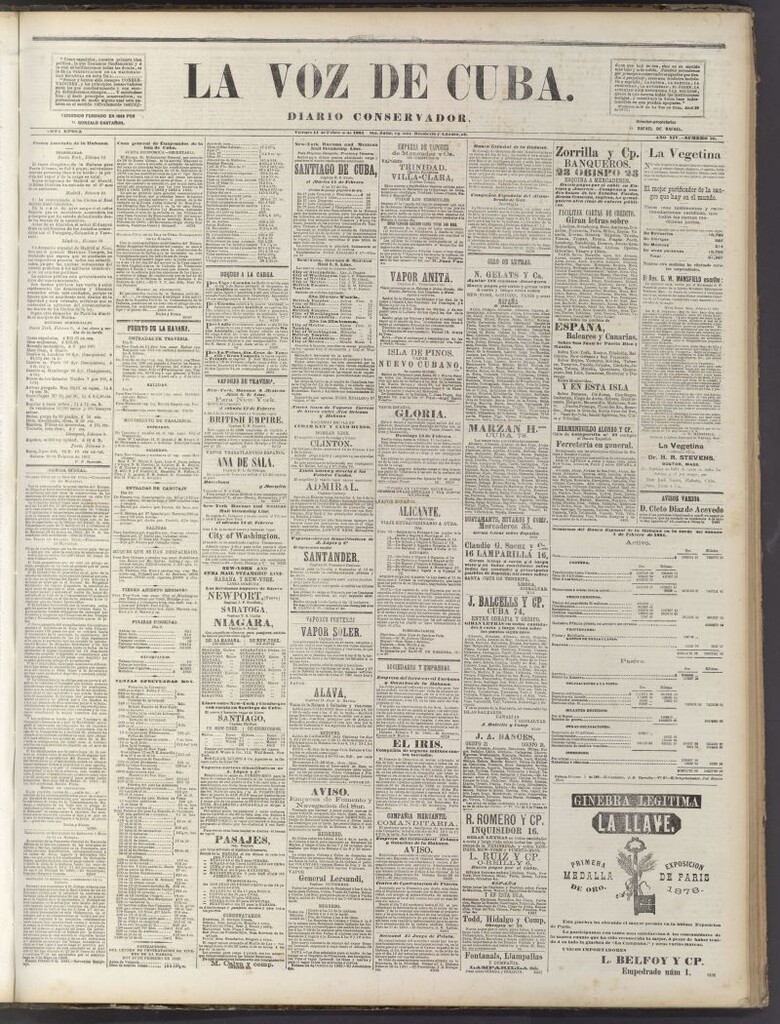 Miniatura de La Voz de Cuba: diario conservador del 11 de febrero de 1881
