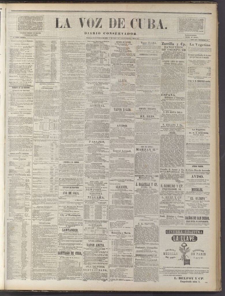Miniatura de La Voz de Cuba: diario conservador del 13 de febrero de 1881