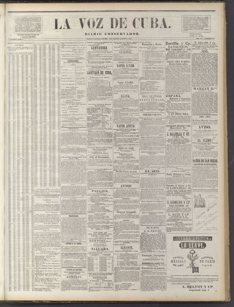 Miniatura de La Voz de Cuba: diario conservador del 15 de febrero de 1881