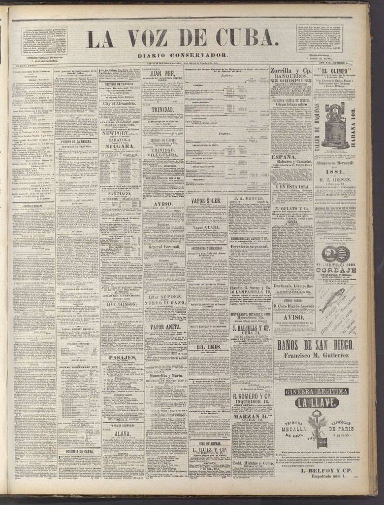 Miniatura de La Voz de Cuba: diario conservador del 17 de febrero de 1881