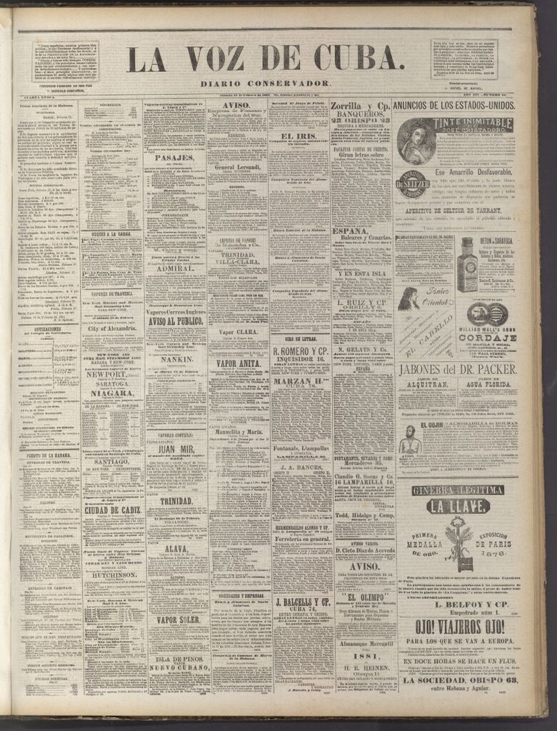 Miniatura de La Voz de Cuba: diario conservador del 19 de febrero de 1881