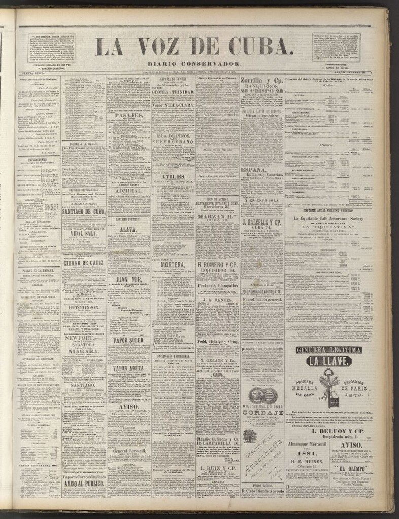 Miniatura de La Voz de Cuba: diario conservador del 24 de febrero de 1881