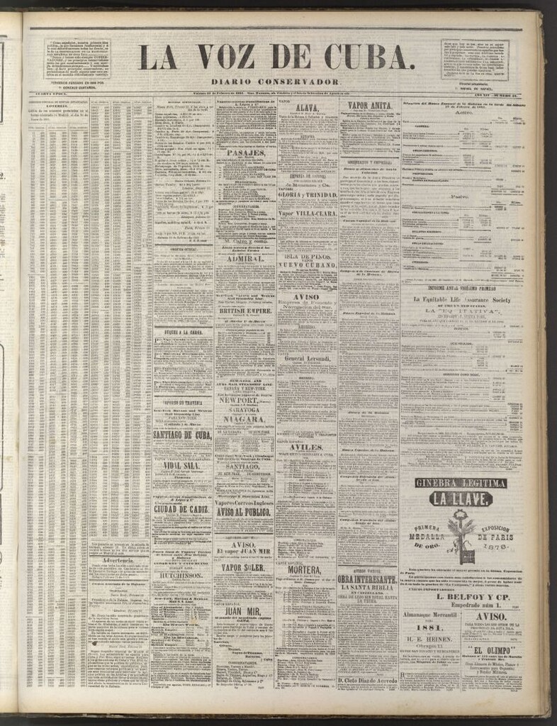 Miniatura de La Voz de Cuba: diario conservador del 25 de febrero de 1881