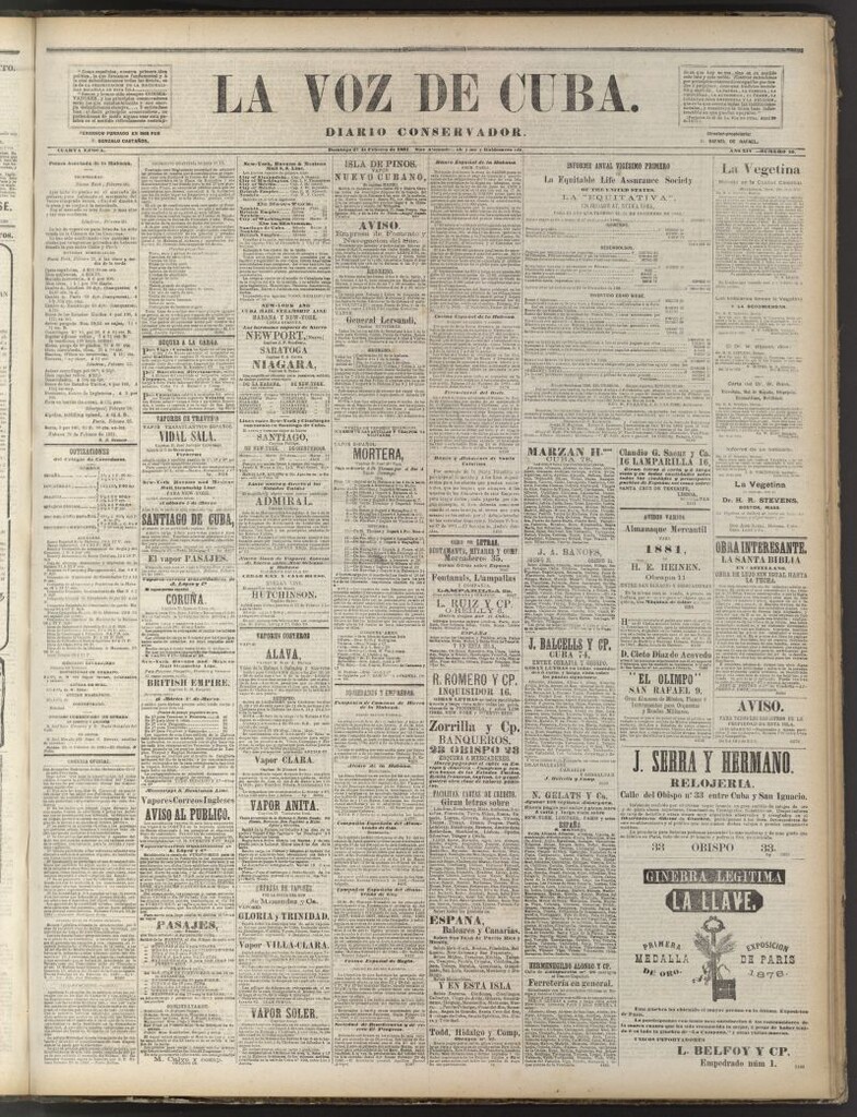 Miniatura de La Voz de Cuba: diario conservador del 27 de febrero de 1881