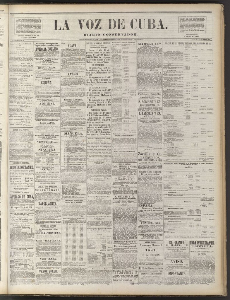 Miniatura de La Voz de Cuba: diario conservador del 4 de marzo de 1881
