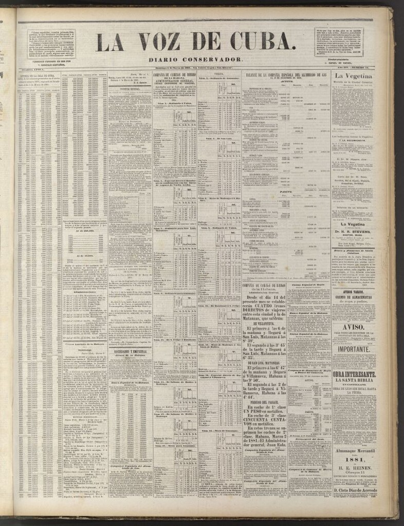 Miniatura de La Voz de Cuba: diario conservador del 6 de marzo de 1881