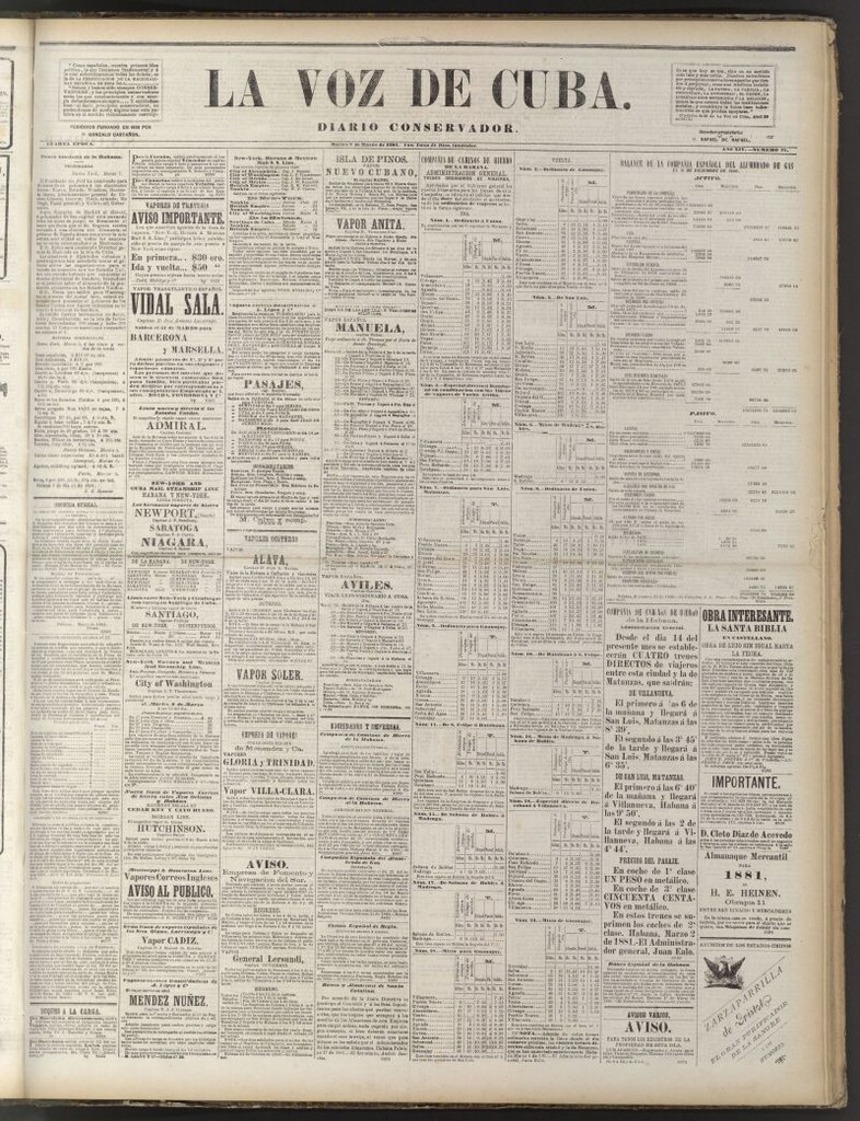 Miniatura de La Voz de Cuba: diario conservador del 8 de marzo de 1881