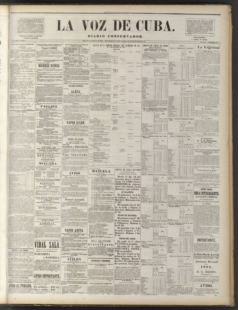 Miniatura de La Voz de Cuba: diario conservador del 9 de marzo de 1881