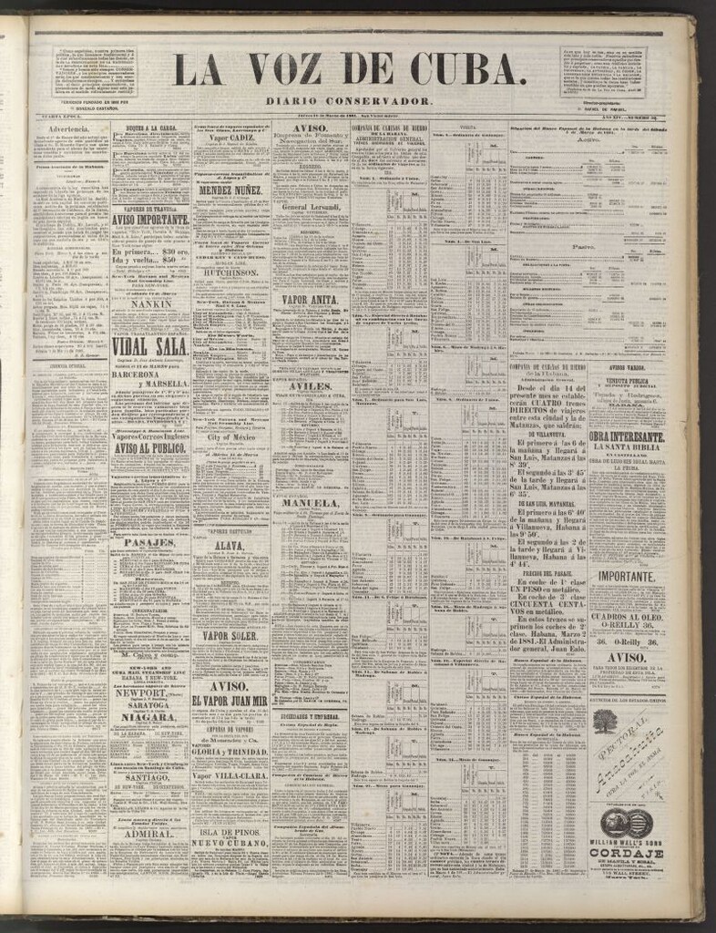 Miniatura de La Voz de Cuba: diario conservador del 10 de marzo de 1881