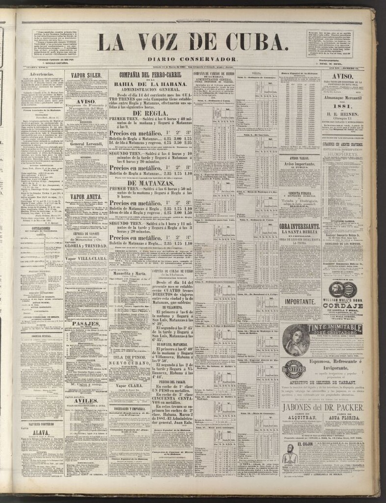 Miniatura de La Voz de Cuba: diario conservador del 12 de marzo de 1881