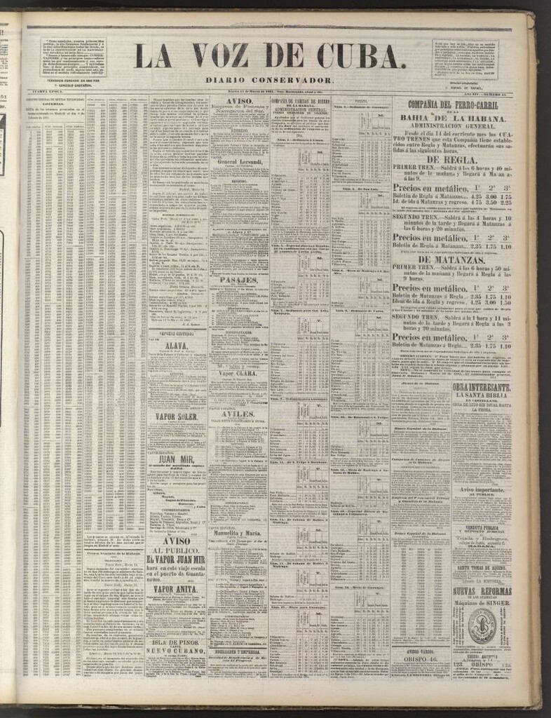 Miniatura de La Voz de Cuba: diario conservador del 15 de marzo de 1881