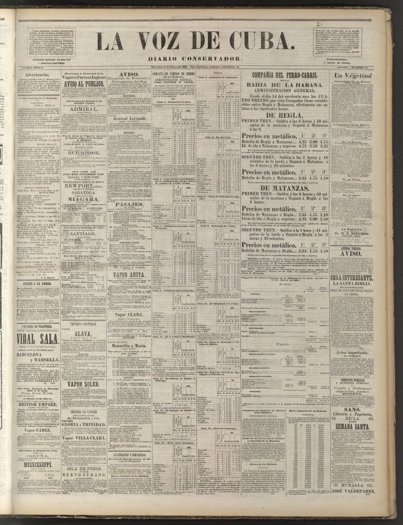 Miniatura de La Voz de Cuba: diario conservador del 16 de marzo de 1881