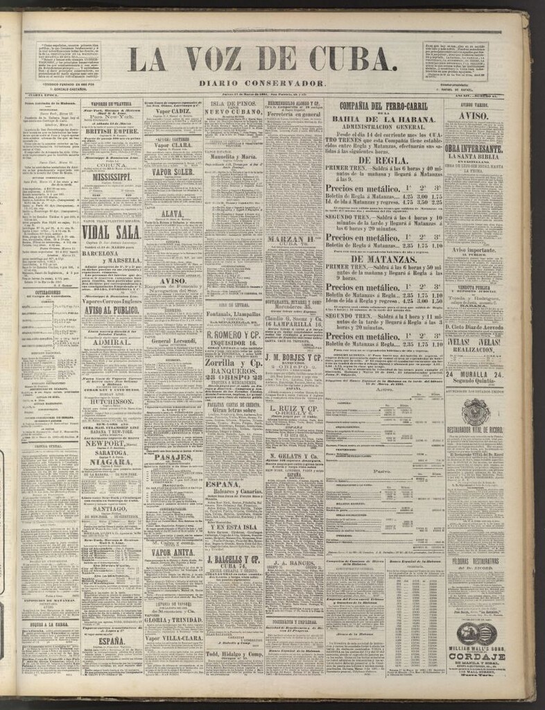 Miniatura de La Voz de Cuba: diario conservador del 17 de marzo de 1881