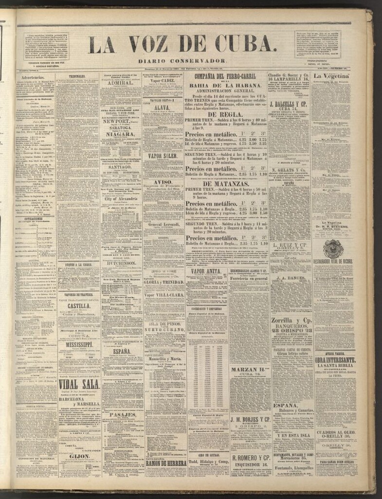 Miniatura de La Voz de Cuba: diario conservador del 20 de marzo de 1881