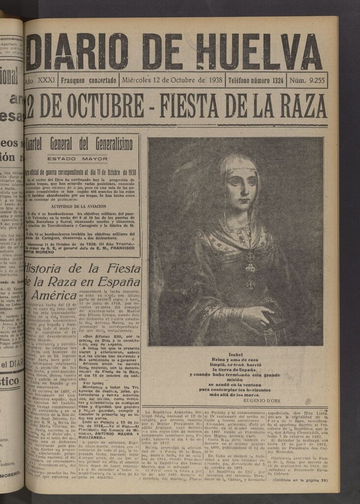 Miniatura de Diario de Huelva : periódico independiente del 12 de octubre de 1938