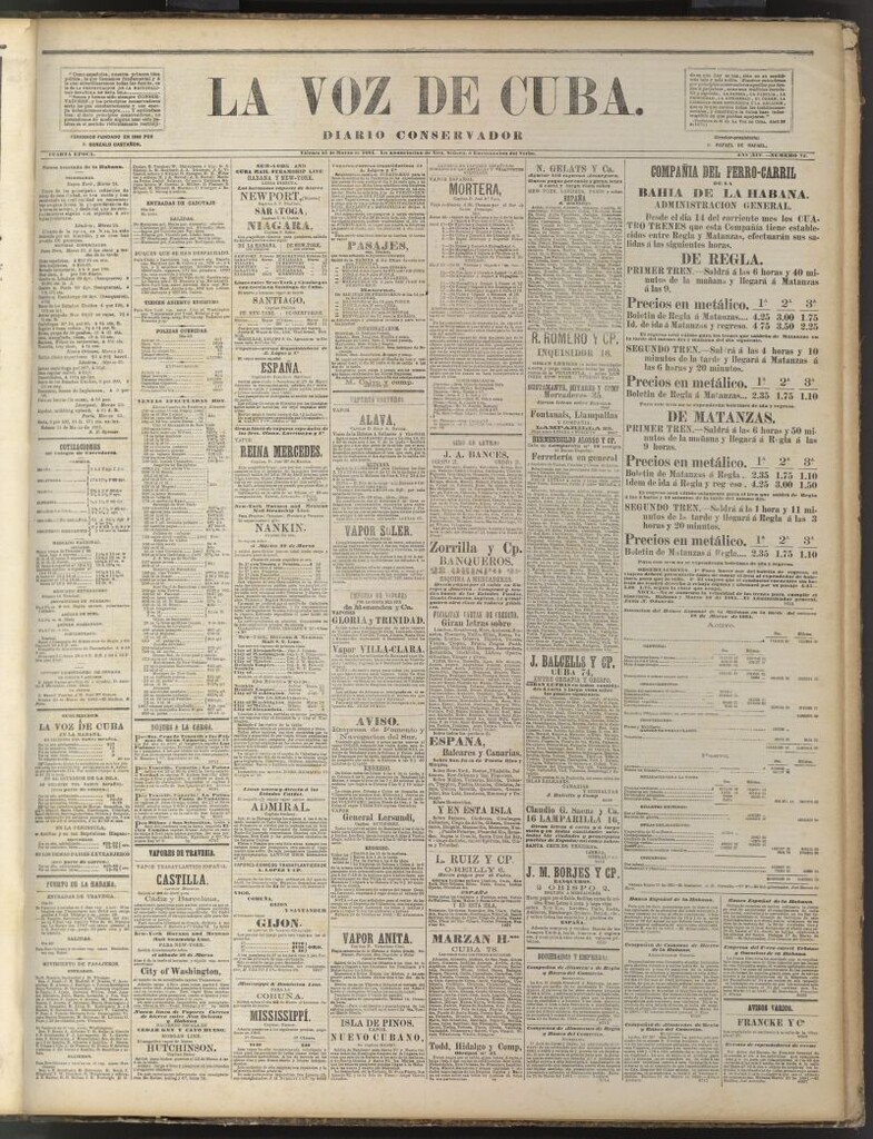 Miniatura de La Voz de Cuba: diario conservador del 25 de marzo de 1881