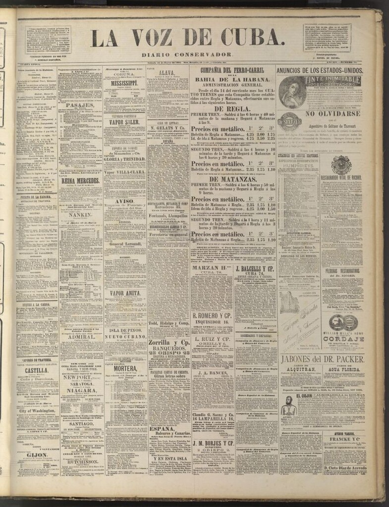 Miniatura de La Voz de Cuba: diario conservador del 26 de marzo de 1881
