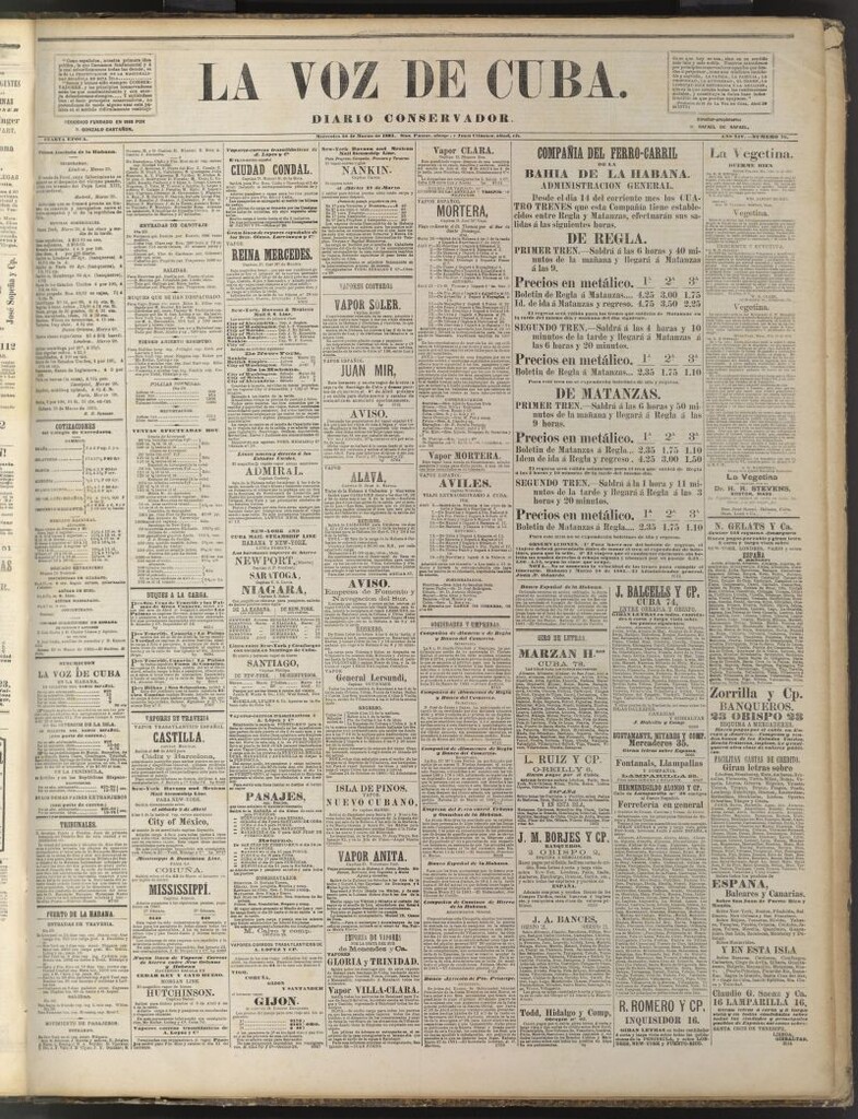 Miniatura de La Voz de Cuba: diario conservador del 30 de marzo de 1881