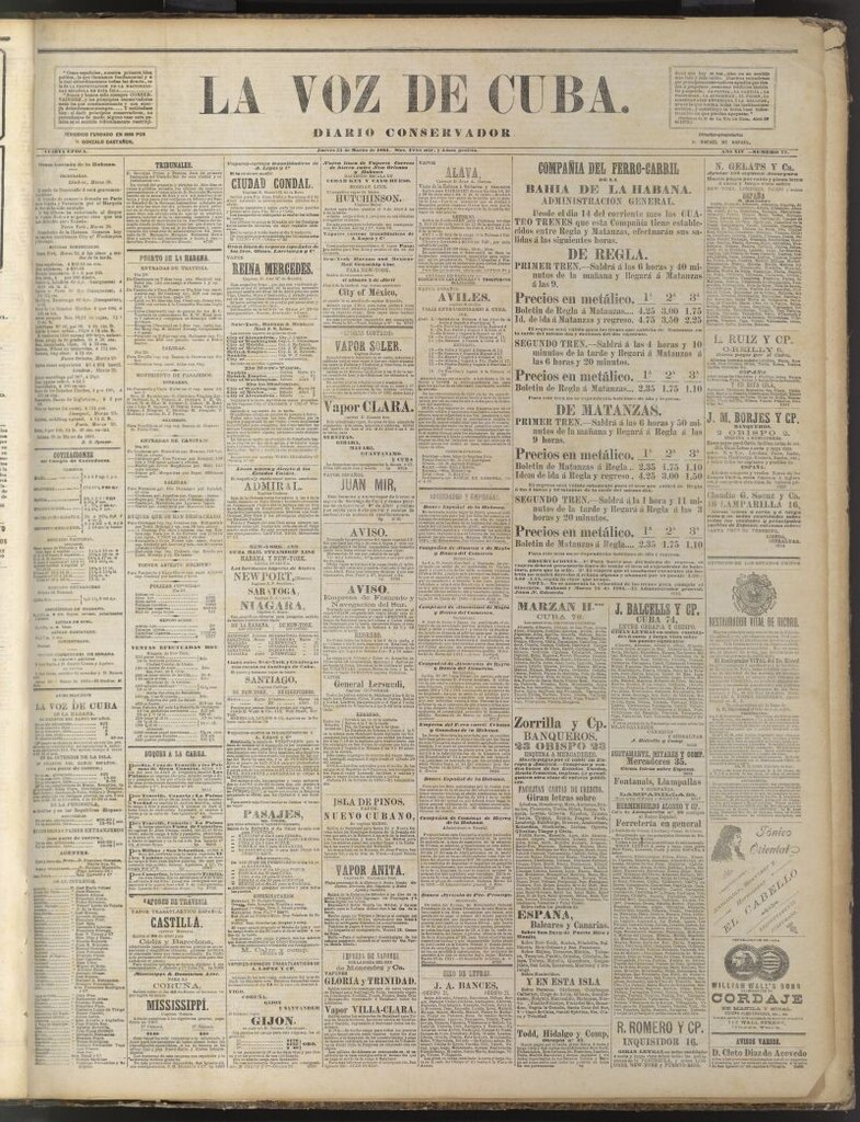 Miniatura de La Voz de Cuba: diario conservador del 31 de marzo de 1881