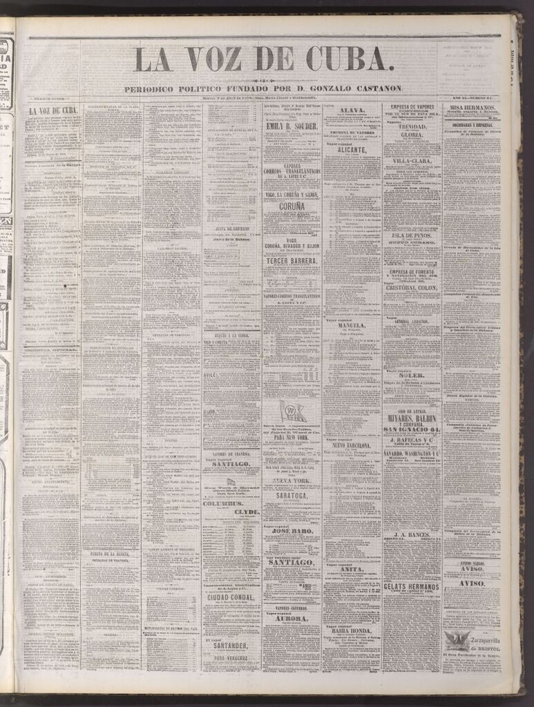 Miniatura de La Voz de Cuba : diario conservador del 9 de abril de 1878