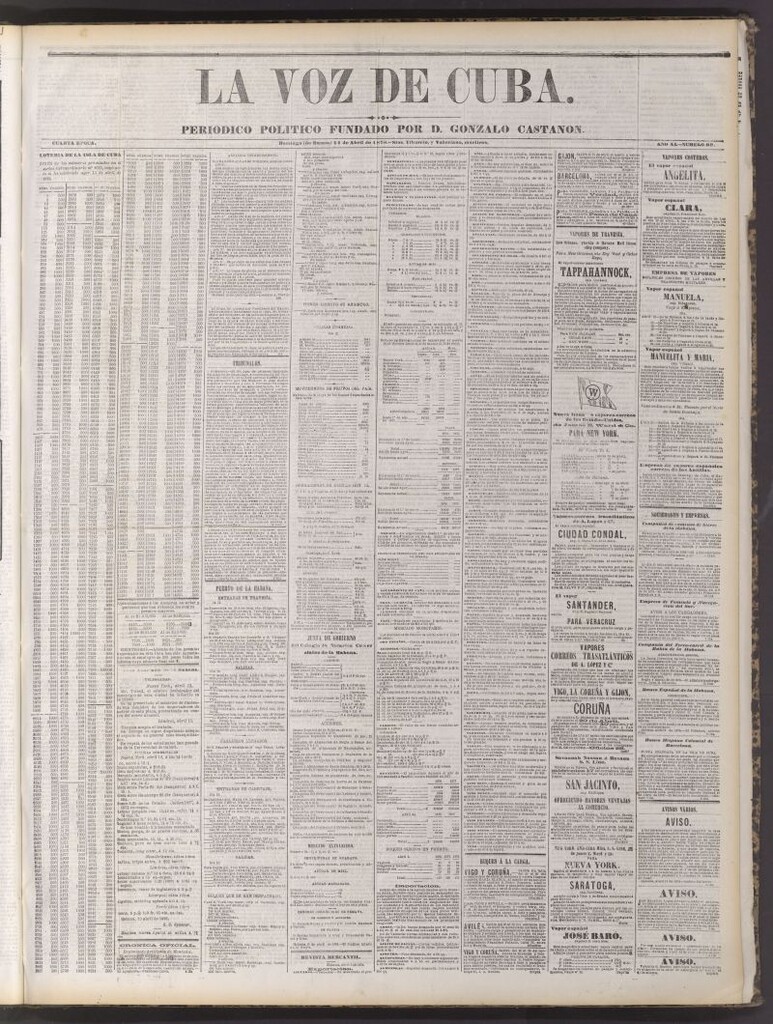 Miniatura de La Voz de Cuba : diario conservador del 14 de abril de 1878