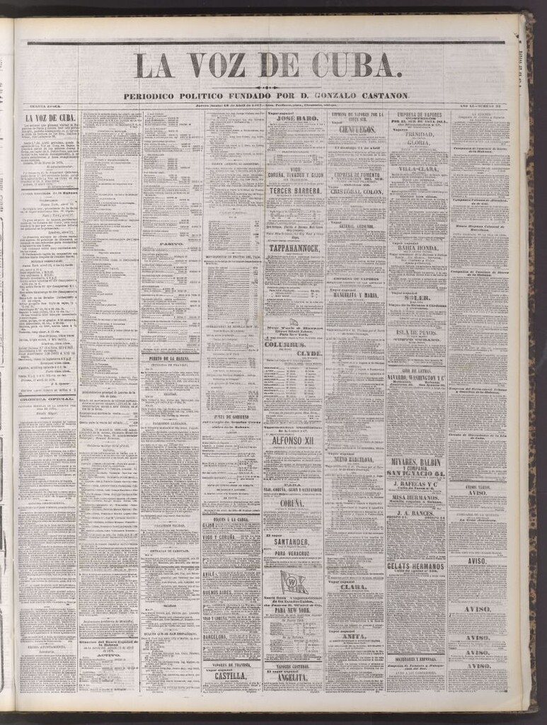 Miniatura de La Voz de Cuba : diario conservador del 18 de abril de 1878
