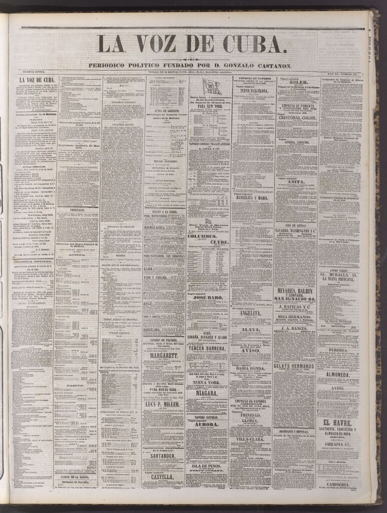 Miniatura de La Voz de Cuba : diario conservador del 26 de abril de 1878