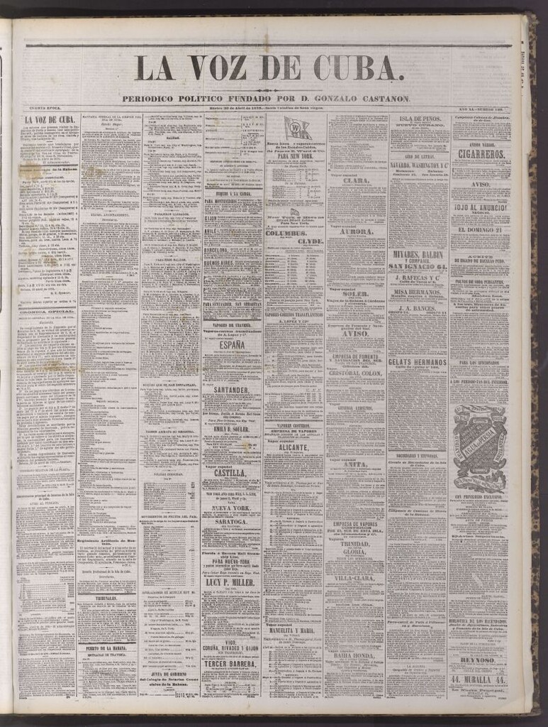 Miniatura de La Voz de Cuba : diario conservador del 30 de abril de 1878