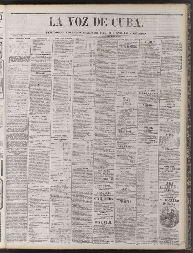 Miniatura de La Voz de Cuba : diario conservador del 9 de junio de 1878
