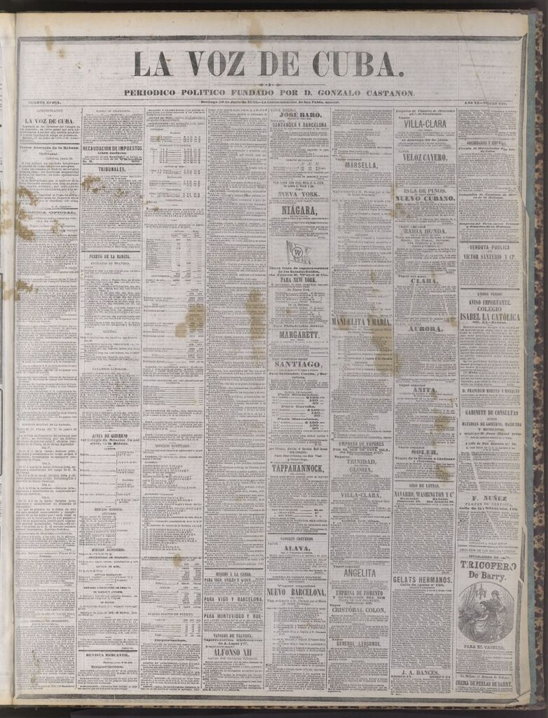 Miniatura de La Voz de Cuba : diario conservador del 30 de junio de 1878
