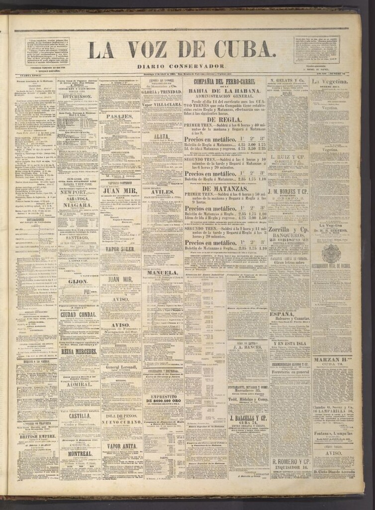 Miniatura de La Voz de Cuba: diario conservador del 3 de abril de 1881