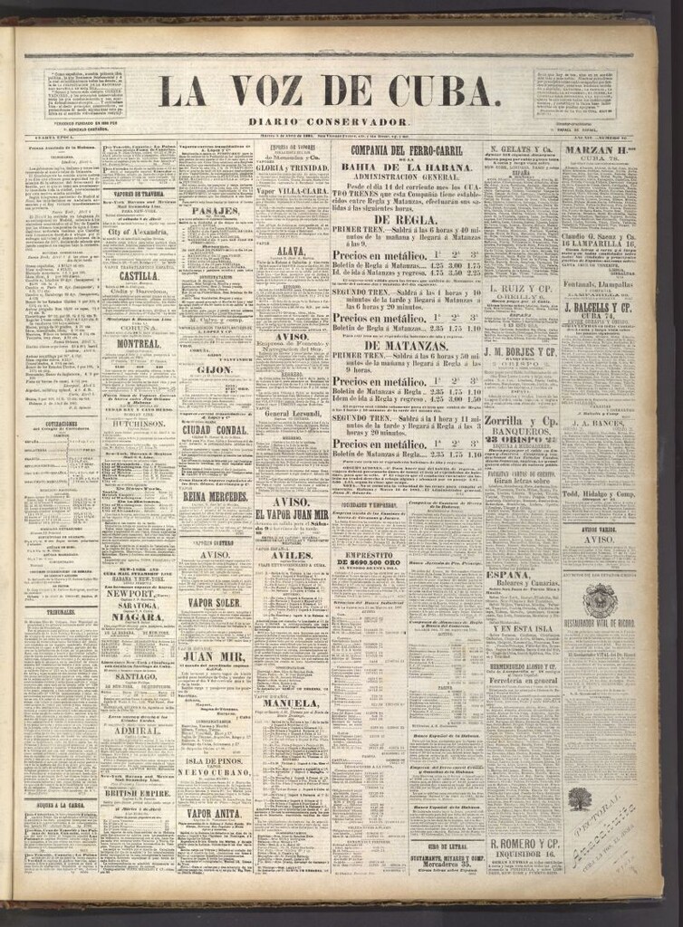 Miniatura de La Voz de Cuba: diario conservador del 5 de abril de 1881