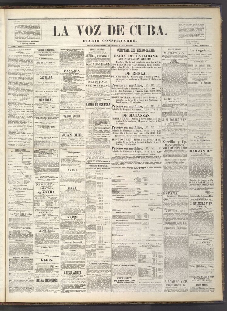 Miniatura de La Voz de Cuba: diario conservador del 6 de abril de 1881