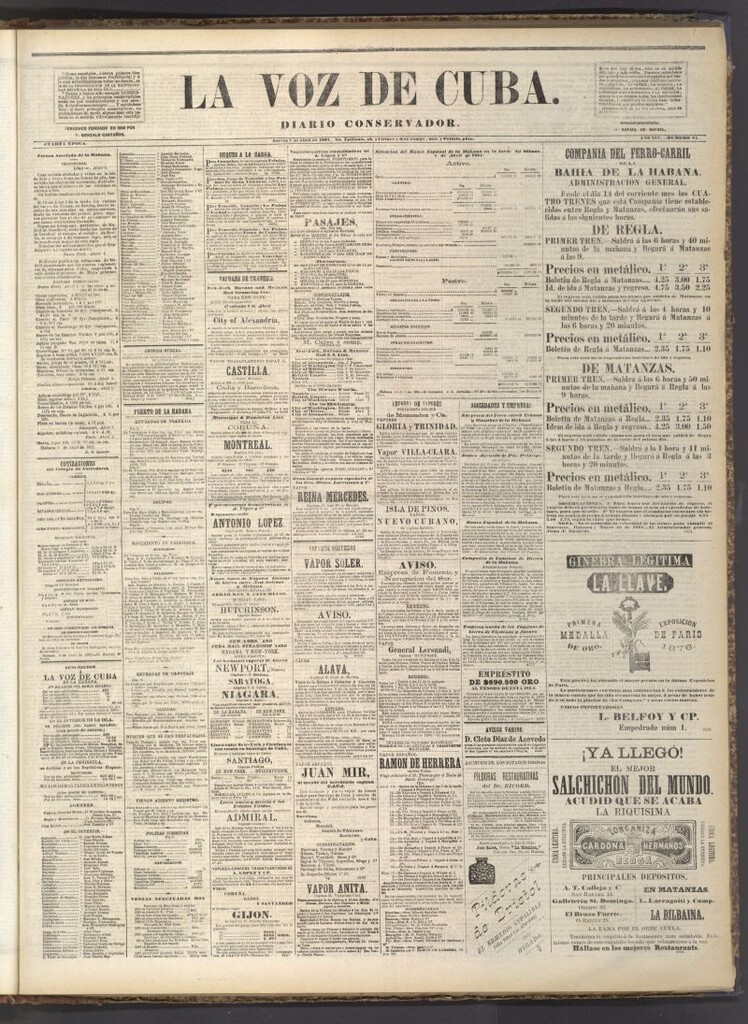 Miniatura de La Voz de Cuba: diario conservador del 7 de abril de 1881