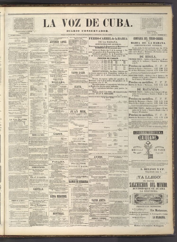 Miniatura de La Voz de Cuba: diario conservador del 8 de abril de 1881