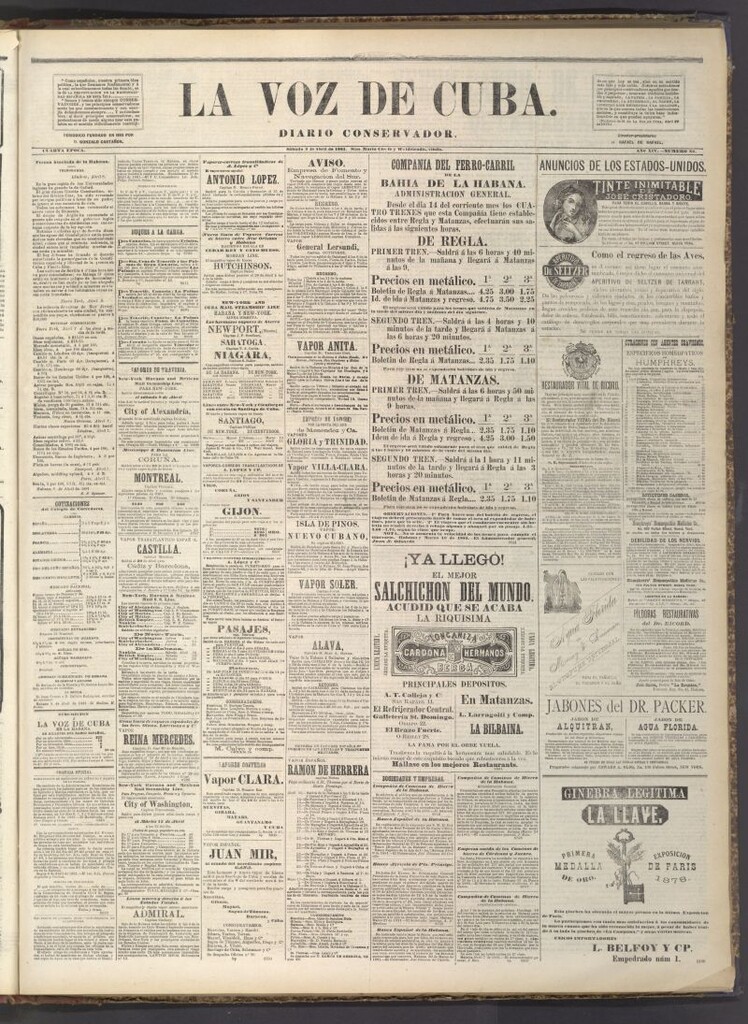 Miniatura de La Voz de Cuba: diario conservador del 9 de abril de 1881