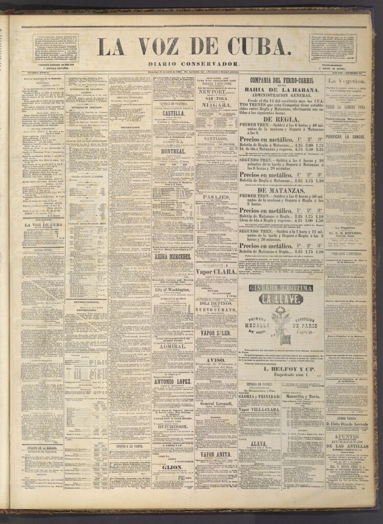 Miniatura de La Voz de Cuba: diario conservador del 10 de abril de 1881