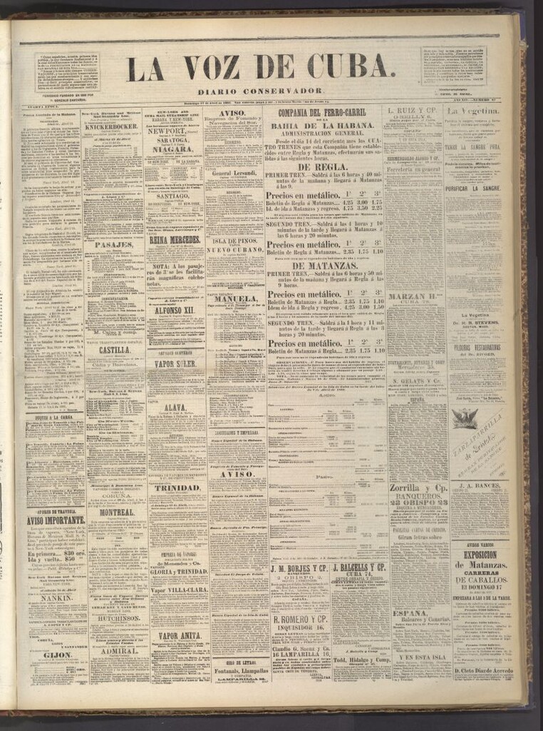 Miniatura de La Voz de Cuba: diario conservador del 17 de abril de 1881