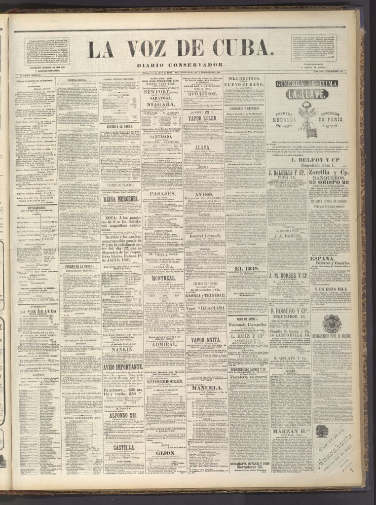 Miniatura de La Voz de Cuba: diario conservador del 19 de abril de 1881