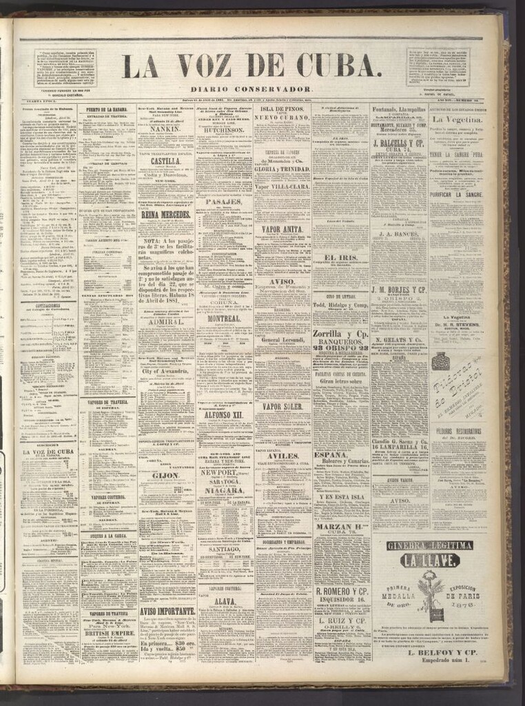 Miniatura de La Voz de Cuba: diario conservador del 21 de abril de 1881