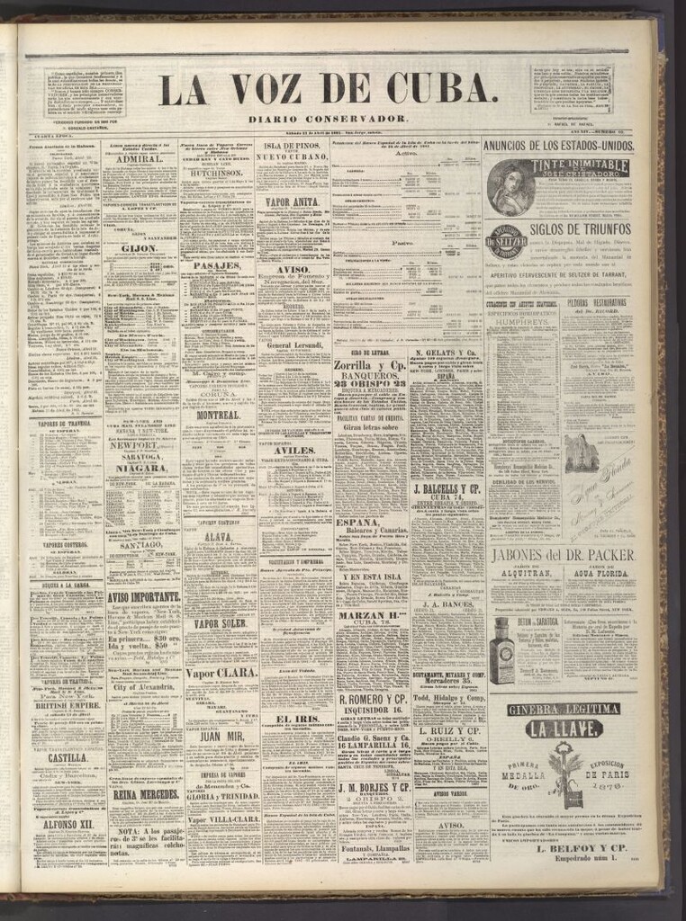 Miniatura de La Voz de Cuba: diario conservador del 23 de abril de 1881