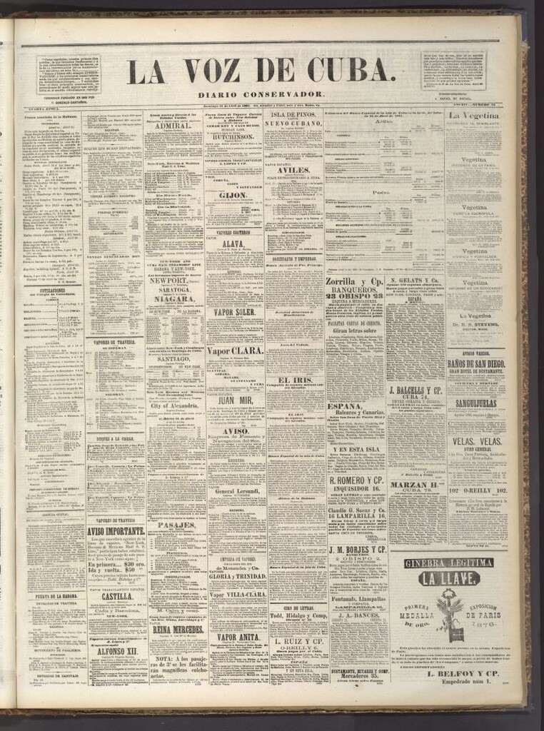 Miniatura de La Voz de Cuba: diario conservador del 24 de abril de 1881