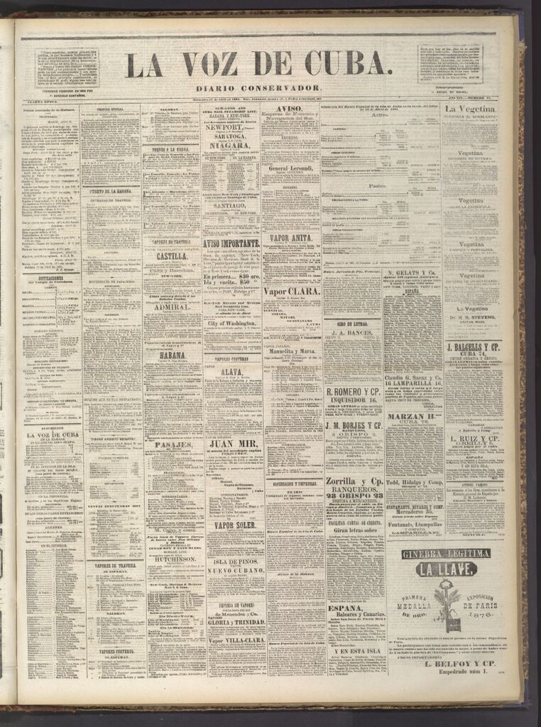 Miniatura de La Voz de Cuba: diario conservador del 27 de abril de 1881