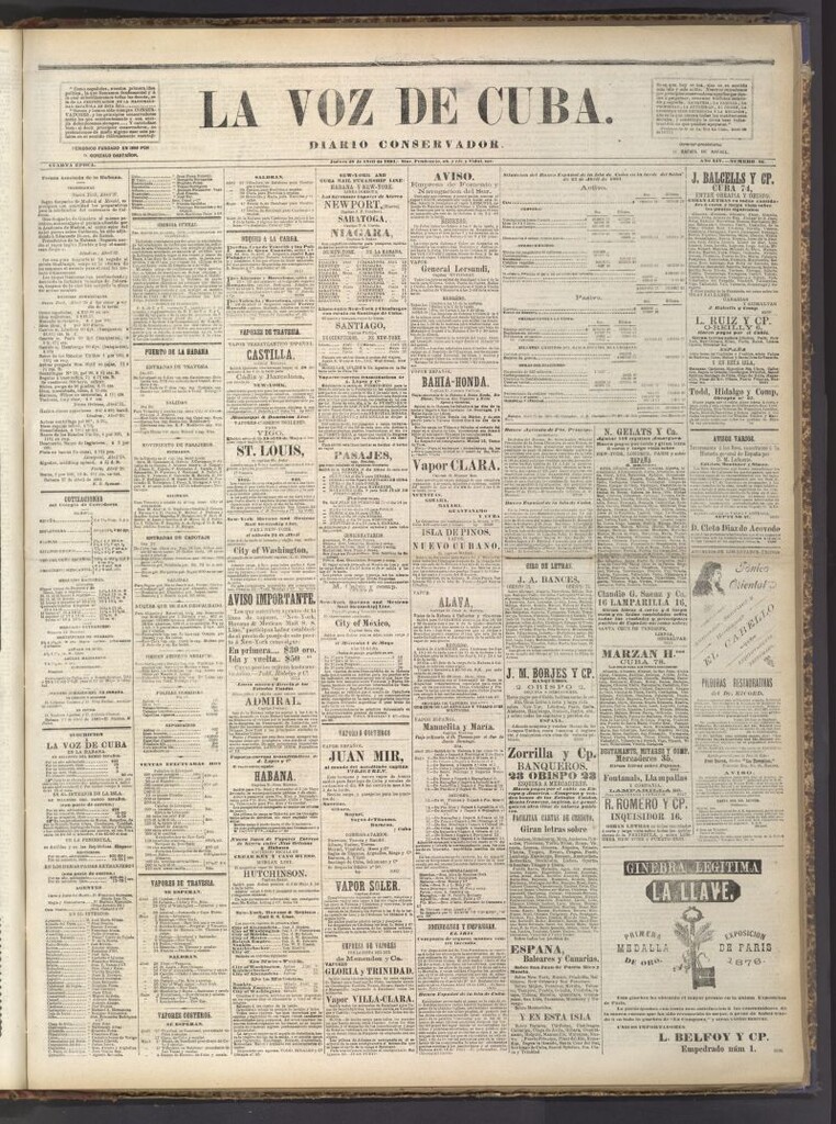 Miniatura de La Voz de Cuba: diario conservador del 28 de abril de 1881