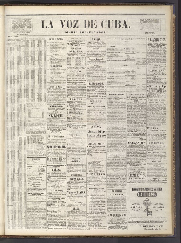Miniatura de La Voz de Cuba: diario conservador del 29 de abril de 1881