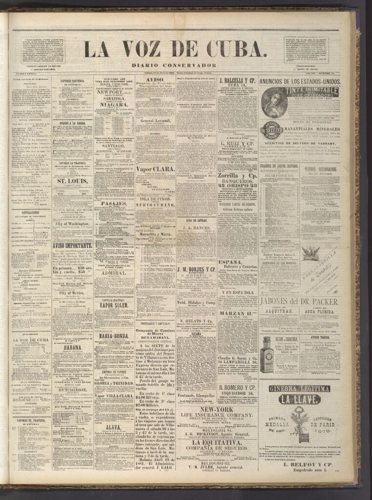 Miniatura de La Voz de Cuba: diario conservador del 30 de abril de 1881